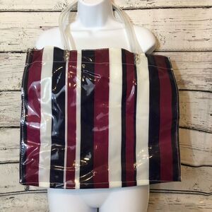 Dress barn shopping tote stripe pattern plastic beach vibes spacious trend